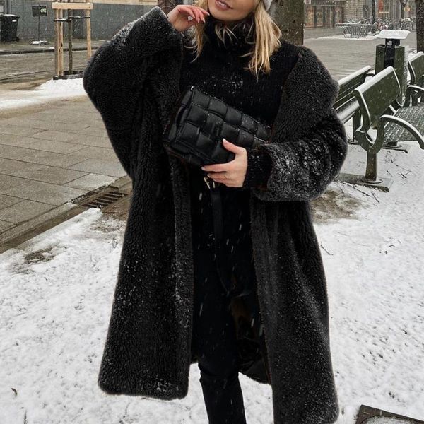 women's fur & faux 2021 winter imitation jacket casual fashion trend commuter style solid color long-sleeved warm long top, Black
women's fur & faux 2021 winter imitation jacket casual fashion trend commuter style solid color long-sleeved warm long top, Black