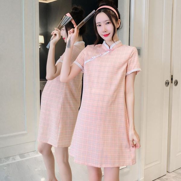 maternity dresses 091# dress summer cotton plaid a line short sleeves loose stylish pregnant women mom, White
maternity dresses 091# dress summer cotton plaid a line short sleeves loose stylish pregnant women mom, White