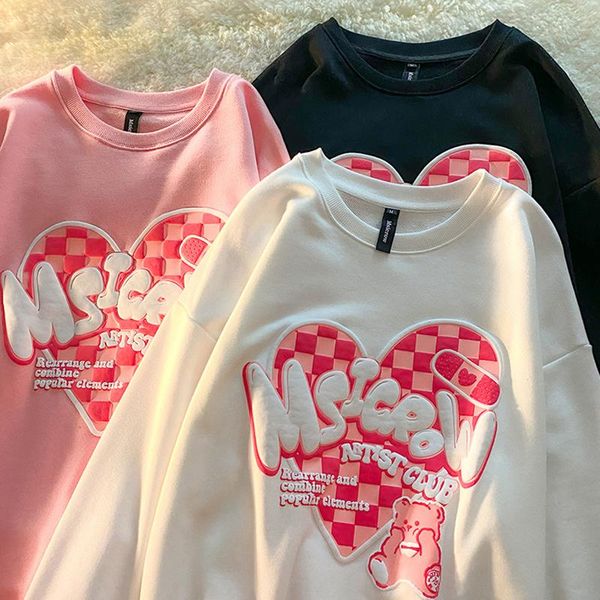 women's hoodies & sweatshirts autumn oversized women pink long sleeve casual crewneck pullover thin sweatshirt clothes for teens, Black
women's hoodies & sweatshirts autumn oversized women pink long sleeve casual crewneck pullover thin sweatshirt clothes for teens, Black