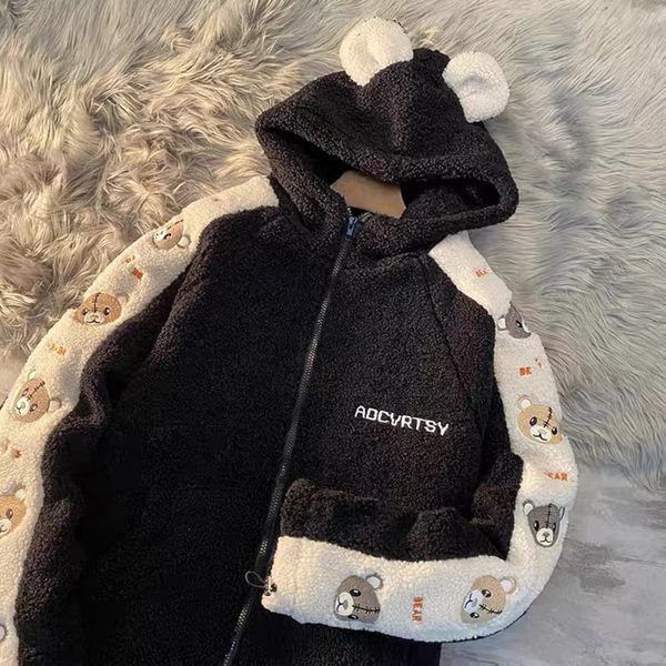 2021 Top quality Embroidery Bear Hoodie Women Faux Fur Teddy Coat Hoodies Autumn Winter Warm Thick Wool Cute Jacket Teen 29HL, Black
2021 Top quality Embroidery Bear Hoodie Women Faux Fur Teddy Coat Hoodies Autumn Winter Warm Thick Wool Cute Jacket Teen 29HL, Black