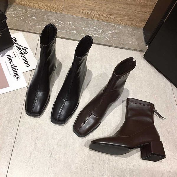 thick short women's 2021 new autumn and winter square head thin middle heel elastic boots with british style martin, Black
thick short women's 2021 new autumn and winter square head thin middle heel elastic boots with british style martin, Black