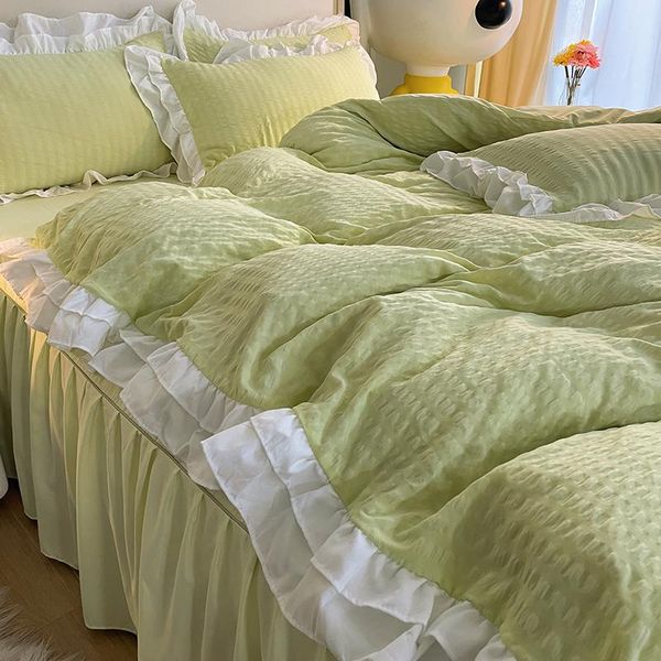 bedding sets 3pcs solid soft duvet bed cover skirt comforter flat sheet wrinkle lace king size pillowcases
bedding sets 3pcs solid soft duvet bed cover skirt comforter flat sheet wrinkle lace king size pillowcases