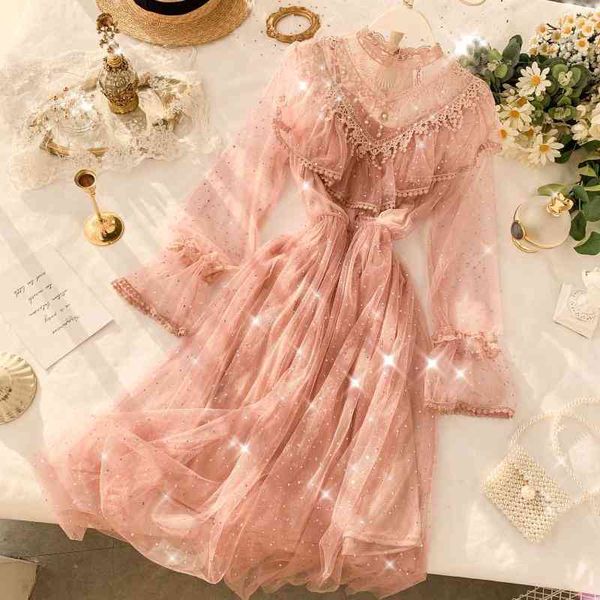 women sweet mesh dress spring summer long sleeve ruffles tulle elegant ladies beaded embroidery robe vestido 210602, Black;gray
women sweet mesh dress spring summer long sleeve ruffles tulle elegant ladies beaded embroidery robe vestido 210602, Black;gray