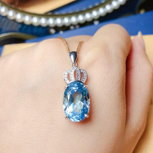 pendant necklaces two tone crown with oval sky blue cz shaped women for party delicate girl accessories statement jewelry, Silver
pendant necklaces two tone crown with oval sky blue cz shaped women for party delicate girl accessories statement jewelry, Silver