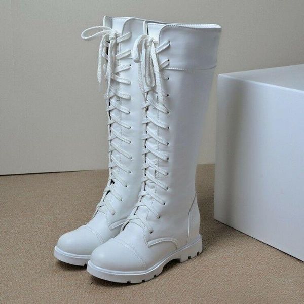 boots us4-11 goth round toe riding combat shoes womens low heel lace up knee high biker motorcycle black white plus size c870
boots us4-11 goth round toe riding combat shoes womens low heel lace up knee high biker motorcycle black white plus size c870
