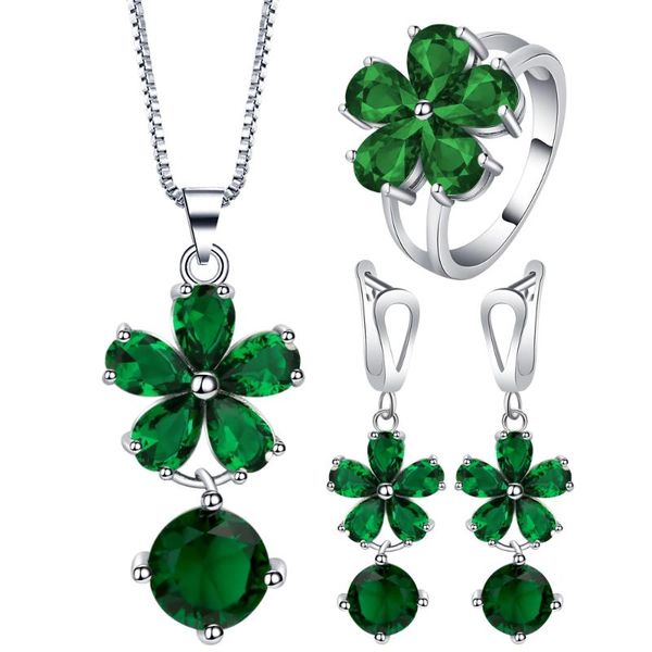 earrings & necklace beautiful green austrain crystal flower jewelry sets female charm plant earring ring for women engagement gifts, Silver
earrings & necklace beautiful green austrain crystal flower jewelry sets female charm plant earring ring for women engagement gifts, Silver