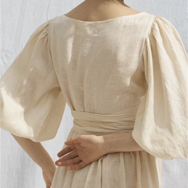 new 2021 summer cotton linen es for women short midi lantern sleeve v-neck auge, White
new 2021 summer cotton linen es for women short midi lantern sleeve v-neck auge, White