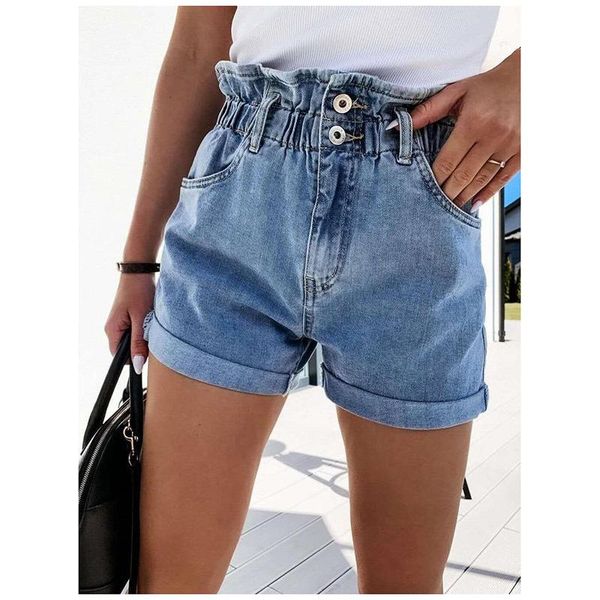 women's shorts 2021 summer high waist denim casual loose ladies fashion hemming elastic jeans women, White;black
women's shorts 2021 summer high waist denim casual loose ladies fashion hemming elastic jeans women, White;black