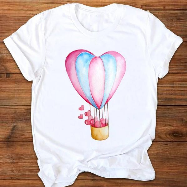 women graphic watercolor camisas mujer love valentine ladies printing print clothes lady tees female t shirt womens t-shirt, White
