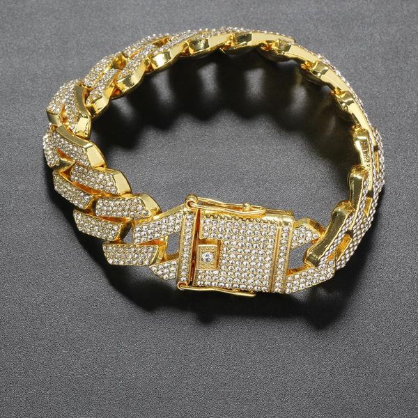 link, chain fashion 20mm alloy crystal bracelet men hip hop jewelry iced out ab011, Black
link, chain fashion 20mm alloy crystal bracelet men hip hop jewelry iced out ab011, Black