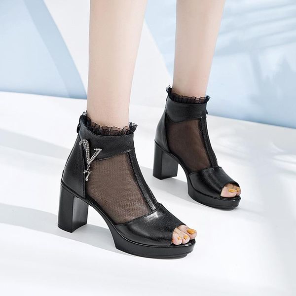 2021 summer net boots women's sandals leather sandals fish mouth shoes thick high heel diamond mother women, Black
2021 summer net boots women's sandals leather sandals fish mouth shoes thick high heel diamond mother women, Black