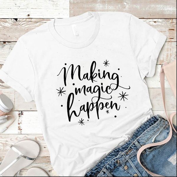 women lady t shirt making magic happen printed tshirt ladies short sleeve tee shirt women female clothes graphic t shirt, White
women lady t shirt making magic happen printed tshirt ladies short sleeve tee shirt women female clothes graphic t shirt, White