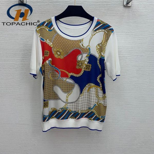 women's t-shirt 5.9 2021 summer fashion high end geometric chain print pattern short sleeve comfortable silk women, White
women's t-shirt 5.9 2021 summer fashion high end geometric chain print pattern short sleeve comfortable silk women, White