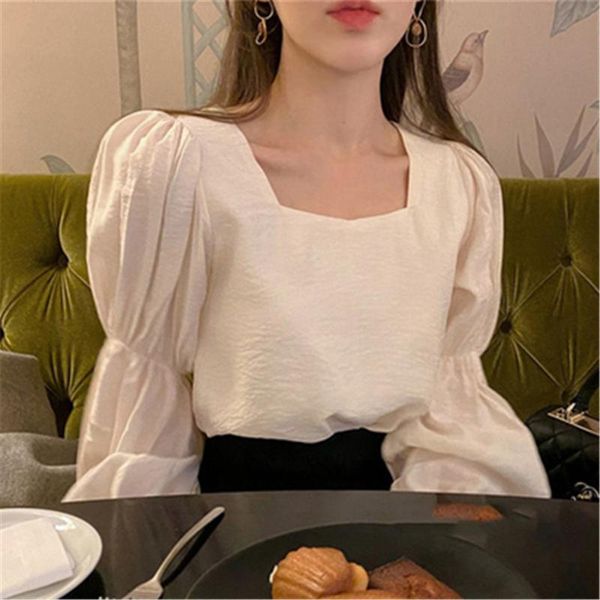 women's blouses & shirts 2021 fashion casual female korean pleated blouse women solid square collar puff sleeve ladies blusa spring, White
women's blouses & shirts 2021 fashion casual female korean pleated blouse women solid square collar puff sleeve ladies blusa spring, White