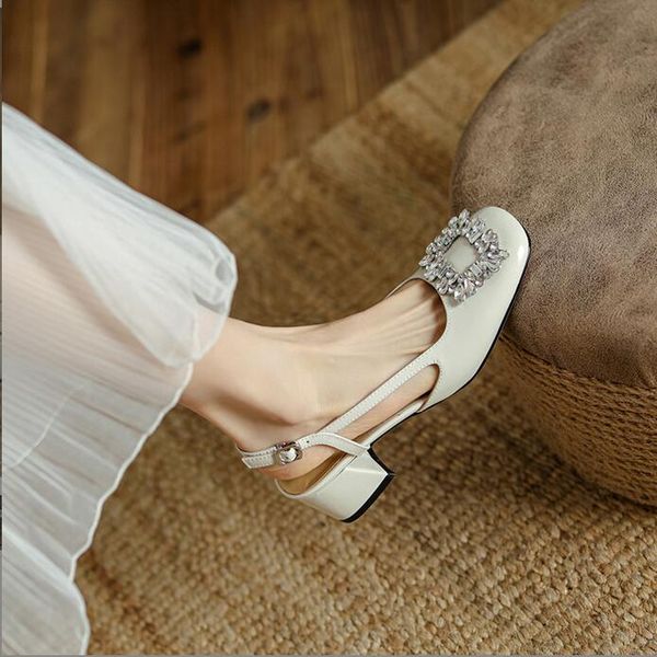 women heel shoes summer leather thick high heels patent leather rhinestone one-word buckle side empty sandals, Black
women heel shoes summer leather thick high heels patent leather rhinestone one-word buckle side empty sandals, Black