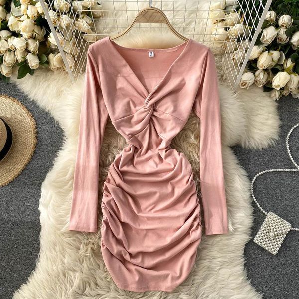casual dresses v neck women party dress elegant twist front long sleeve high waist pleated draped mini club short bodycon vestidos, Black;gray
casual dresses v neck women party dress elegant twist front long sleeve high waist pleated draped mini club short bodycon vestidos, Black;gray