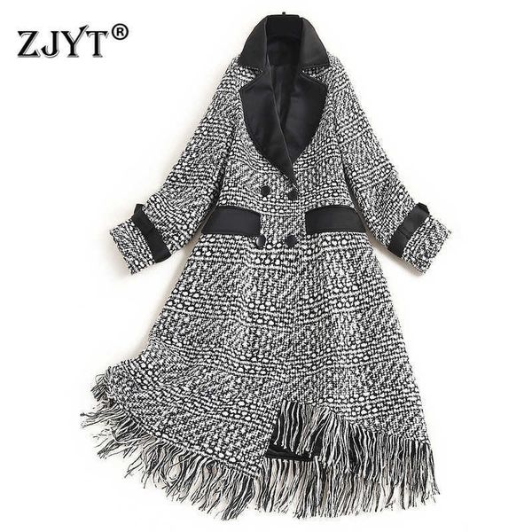 fashion autumn winter turn down collar plaid tassel tweed woolen jackets long wool blends coats elegant overcoat outerwear 210601, Black
fashion autumn winter turn down collar plaid tassel tweed woolen jackets long wool blends coats elegant overcoat outerwear 210601, Black