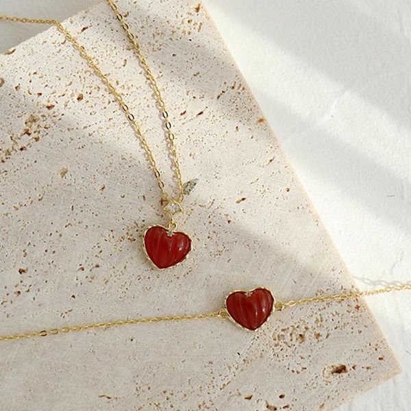 charm bracelets red agate 925 sterling silver heart bracelet necklace for women jewelry luxury golden plated, Golden;silver
charm bracelets red agate 925 sterling silver heart bracelet necklace for women jewelry luxury golden plated, Golden;silver
