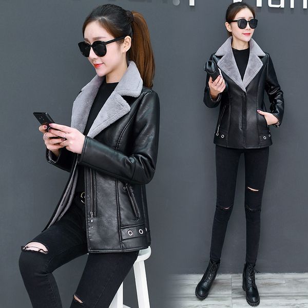 womens leather jacket turn collar thicken plus velvet fur one moto & biker female jacket women winter jacket oversize, Black
womens leather jacket turn collar thicken plus velvet fur one moto & biker female jacket women winter jacket oversize, Black