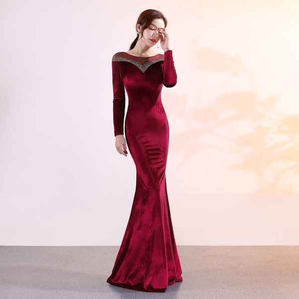 autumn winter women sleeve velvet evening party dresses female elegant maxi fishtail annual meeting dress 9223, Black;gray
autumn winter women sleeve velvet evening party dresses female elegant maxi fishtail annual meeting dress 9223, Black;gray