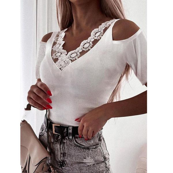 women's t-shirt off shoulder short sleeve summer t-shirts solid color v-neck tees casual ladies large size lady fashion shirts, White
women's t-shirt off shoulder short sleeve summer t-shirts solid color v-neck tees casual ladies large size lady fashion shirts, White