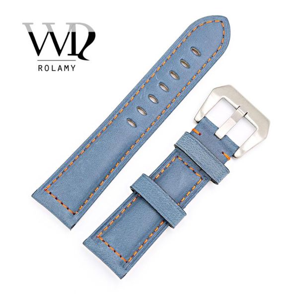 watch bands rolamy 22 24mm band strap with silver brushed buckle blue real leather handmade replacement thick vintage wrist watchband, Black;brown
watch bands rolamy 22 24mm band strap with silver brushed buckle blue real leather handmade replacement thick vintage wrist watchband, Black;brown