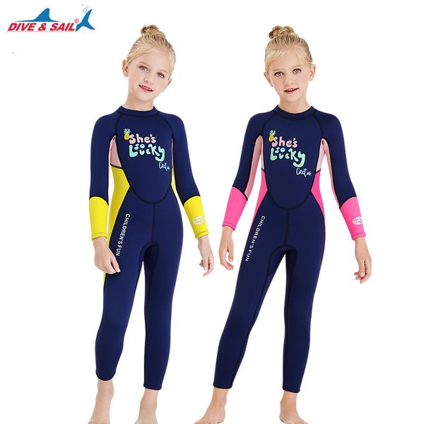 girls' new children's 2.5mm warm diving suit thickened one-piece long sleeve snorkeling surfing sunscreen swim, White;black
girls' new children's 2.5mm warm diving suit thickened one-piece long sleeve snorkeling surfing sunscreen swim, White;black