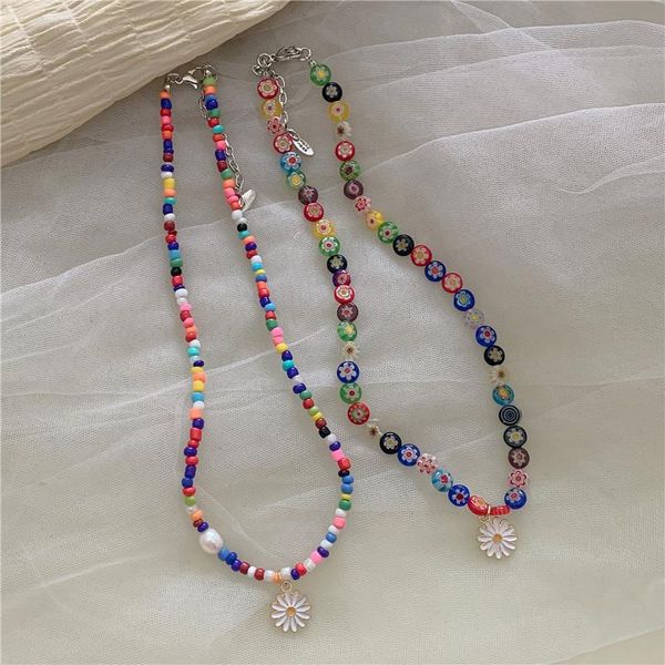 chains japanese and korean small daisy necklace female multicolored glazed flower niche personality color beaded ins, Silver
chains japanese and korean small daisy necklace female multicolored glazed flower niche personality color beaded ins, Silver