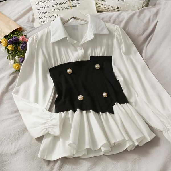 women's blouses & shirts french niche stitching double-breasted waist long-sleeved shirt 2021 season slim slimming bottoming, White
women's blouses & shirts french niche stitching double-breasted waist long-sleeved shirt 2021 season slim slimming bottoming, White