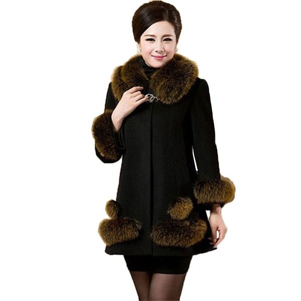 women's wool & blends women woolen coat fashion jacket outwear fur collar parka winter large size 6xl plus cotton warm overcoat, Black
women's wool & blends women woolen coat fashion jacket outwear fur collar parka winter large size 6xl plus cotton warm overcoat, Black