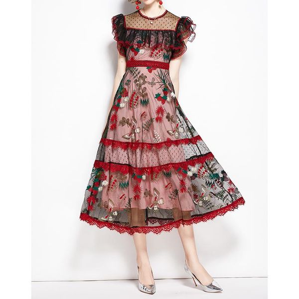 casual dresses wkfyy bohemian elegant chiffon mesh lace spliced flower embroidery ruffles butterfly sleeve slim maxi long ankle dress d4178, Black;gray
casual dresses wkfyy bohemian elegant chiffon mesh lace spliced flower embroidery ruffles butterfly sleeve slim maxi long ankle dress d4178, Black;gray