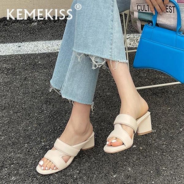 sandals kemekiss women real leather shoes open toe thick high heel slip on solid color slippers female size 35-39, Black
sandals kemekiss women real leather shoes open toe thick high heel slip on solid color slippers female size 35-39, Black