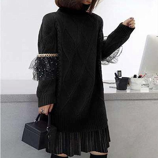 casual dresses spring autumn vinylon women's dress turtleneck long sleeve pullover solid office lady, Black;gray
casual dresses spring autumn vinylon women's dress turtleneck long sleeve pullover solid office lady, Black;gray