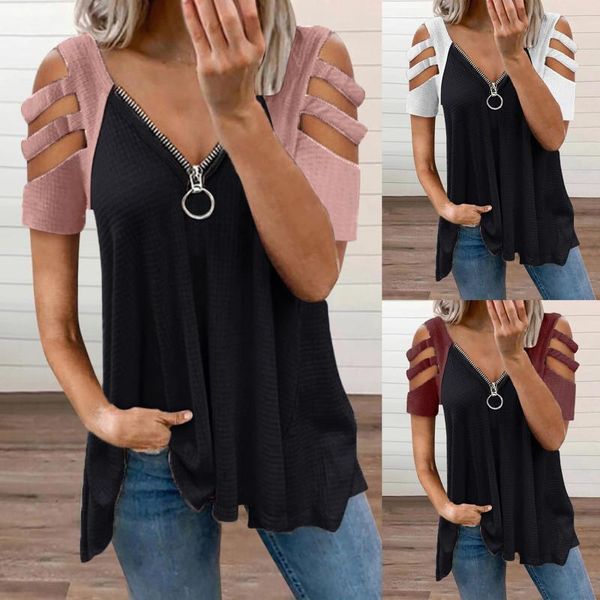women's blouses & shirts blouse womens v-neck collar zipper color hollow-out short sleeve fold casual vintage shirt femme camiseta, White
women's blouses & shirts blouse womens v-neck collar zipper color hollow-out short sleeve fold casual vintage shirt femme camiseta, White