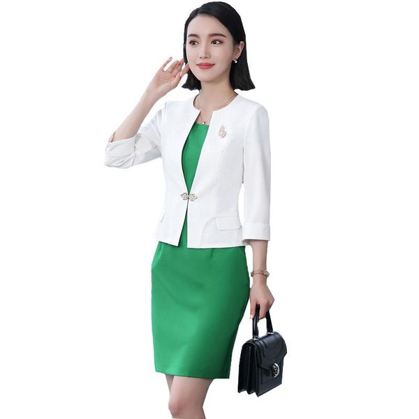 women's suits & blazers 2021 summer sleeve blazer + dress professional 2pcs sets temperament beauty work clothes office lady women busi, White;black
women's suits & blazers 2021 summer sleeve blazer + dress professional 2pcs sets temperament beauty work clothes office lady women busi, White;black