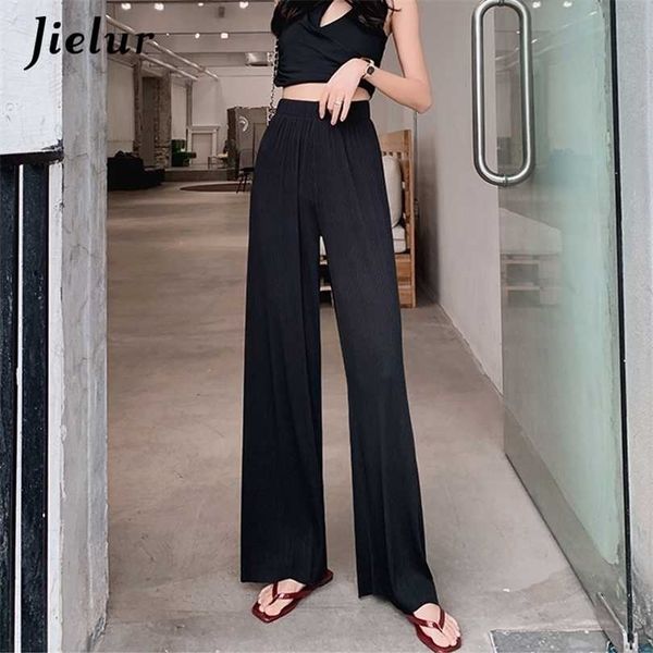jielur high waist pleated pants female s-xxl thin simple loose straight women trousers black navy blue wide leg long 211124, Black;white
jielur high waist pleated pants female s-xxl thin simple loose straight women trousers black navy blue wide leg long 211124, Black;white