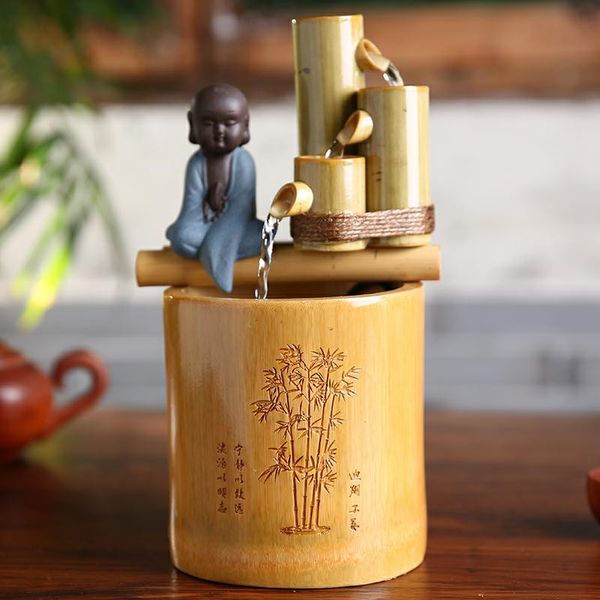 creative bamboo water fountain buddha little monk indoor feng shui ornaments home office table decor waterscape craft gift
creative bamboo water fountain buddha little monk indoor feng shui ornaments home office table decor waterscape craft gift