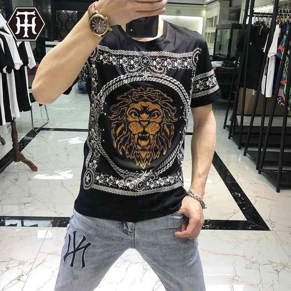 2020 short sleeve mercerized cotton t-shirt fashion brand drill t-shirt men's tshirt, White;black
2020 short sleeve mercerized cotton t-shirt fashion brand drill t-shirt men's tshirt, White;black