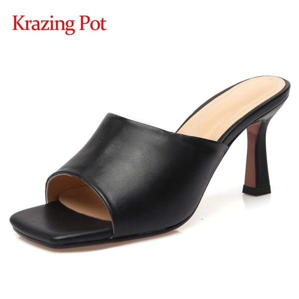 sandals krazing pot summer full grain leather square toe simple style high heels solid street fashion cozy mules women l7f1, Black
sandals krazing pot summer full grain leather square toe simple style high heels solid street fashion cozy mules women l7f1, Black