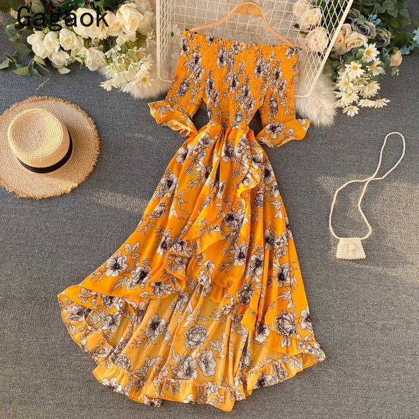 women bohemian dress spring autumn slash neck flare sleeve ruffles floral empire midi casual female fashion dresses 210531, Black;gray
women bohemian dress spring autumn slash neck flare sleeve ruffles floral empire midi casual female fashion dresses 210531, Black;gray