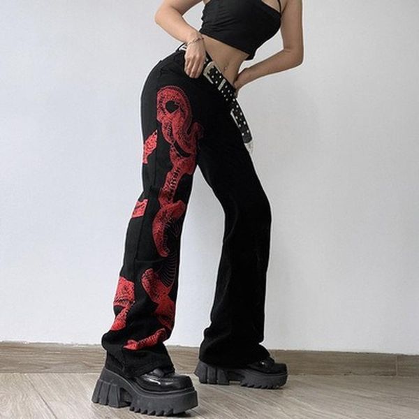 women's jeans snake pattern loose black pants women low waist hippie denim trousers dark college style gothic streetwear korean overall, Blue
women's jeans snake pattern loose black pants women low waist hippie denim trousers dark college style gothic streetwear korean overall, Blue