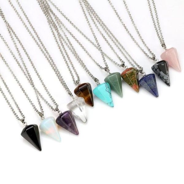 fashion natural gemstone pendant necklace crystal healing chakra reiki silver stone hexagonal prisme cone pendulum charm necklaces
fashion natural gemstone pendant necklace crystal healing chakra reiki silver stone hexagonal prisme cone pendulum charm necklaces