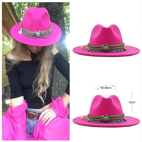 wide brim hats womens fedora hat wool rose jazz female national casual large vintage autumn classic felt and cap 2021, Blue;gray
wide brim hats womens fedora hat wool rose jazz female national casual large vintage autumn classic felt and cap 2021, Blue;gray