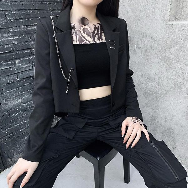 women's suits & blazers cozok women punk gothic black blazer harajuku streetwear metal chain patchwork suit office ladies commute short, White;black
women's suits & blazers cozok women punk gothic black blazer harajuku streetwear metal chain patchwork suit office ladies commute short, White;black