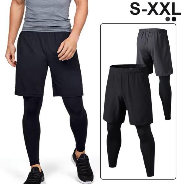 gym clothing men 2 in 1 leggings running shorts workout training compression tight quick-drying pants for fitness 2021, White;black
gym clothing men 2 in 1 leggings running shorts workout training compression tight quick-drying pants for fitness 2021, White;black