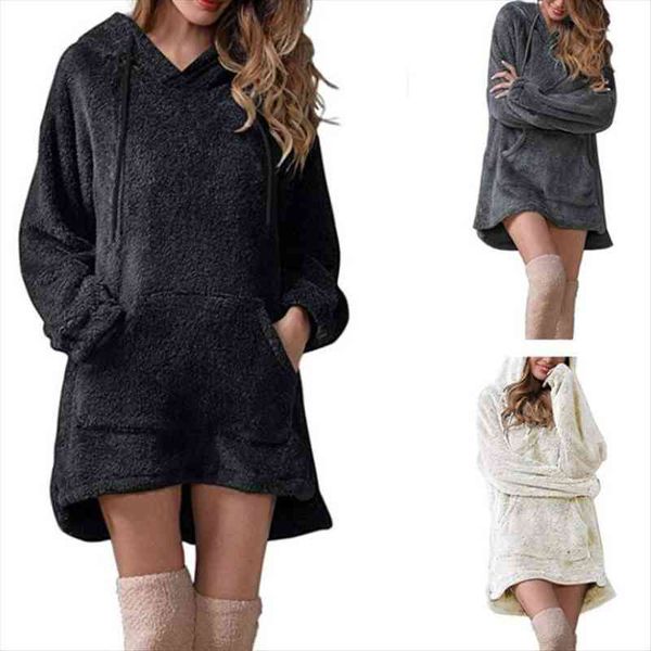 women long sleeve plush hoodies lady autumn winter warm solid fluffy hoody flannel pullover pajama loose hooded sweatshirts top, Black
women long sleeve plush hoodies lady autumn winter warm solid fluffy hoody flannel pullover pajama loose hooded sweatshirts top, Black
