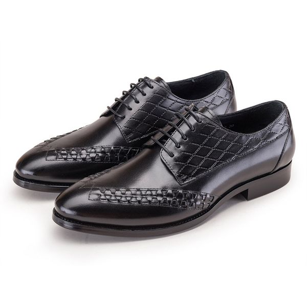men genuine cow leather wedding business mens flats shoes weaving plaid decoration vintage dress formal oxford shoes for men h48, Black
men genuine cow leather wedding business mens flats shoes weaving plaid decoration vintage dress formal oxford shoes for men h48, Black