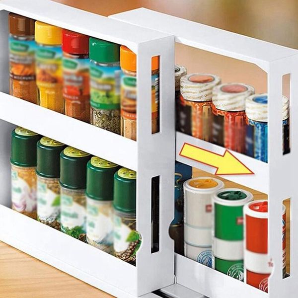 hooks & rails 2-layer rotatable push-pull condiment storage box bottle rack home kitchen
hooks & rails 2-layer rotatable push-pull condiment storage box bottle rack home kitchen