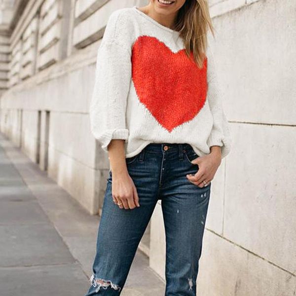 women's sweaters autumn sweater casual street clothes moderate knitting pullover lady plus size hiver heart pattern long sleeve, White;black
women's sweaters autumn sweater casual street clothes moderate knitting pullover lady plus size hiver heart pattern long sleeve, White;black