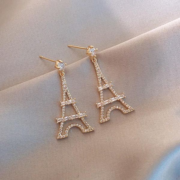 stud classic french style crystal eiffel tower design earrings for woman vintage building shaped jewelry accessories, Golden;silver 
stud classic french style crystal eiffel tower design earrings for woman vintage building shaped jewelry accessories, Golden;silver